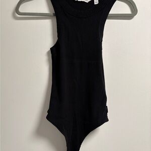 Calvin Klein Jeans Black Ribbed One-Piece Bodysuit